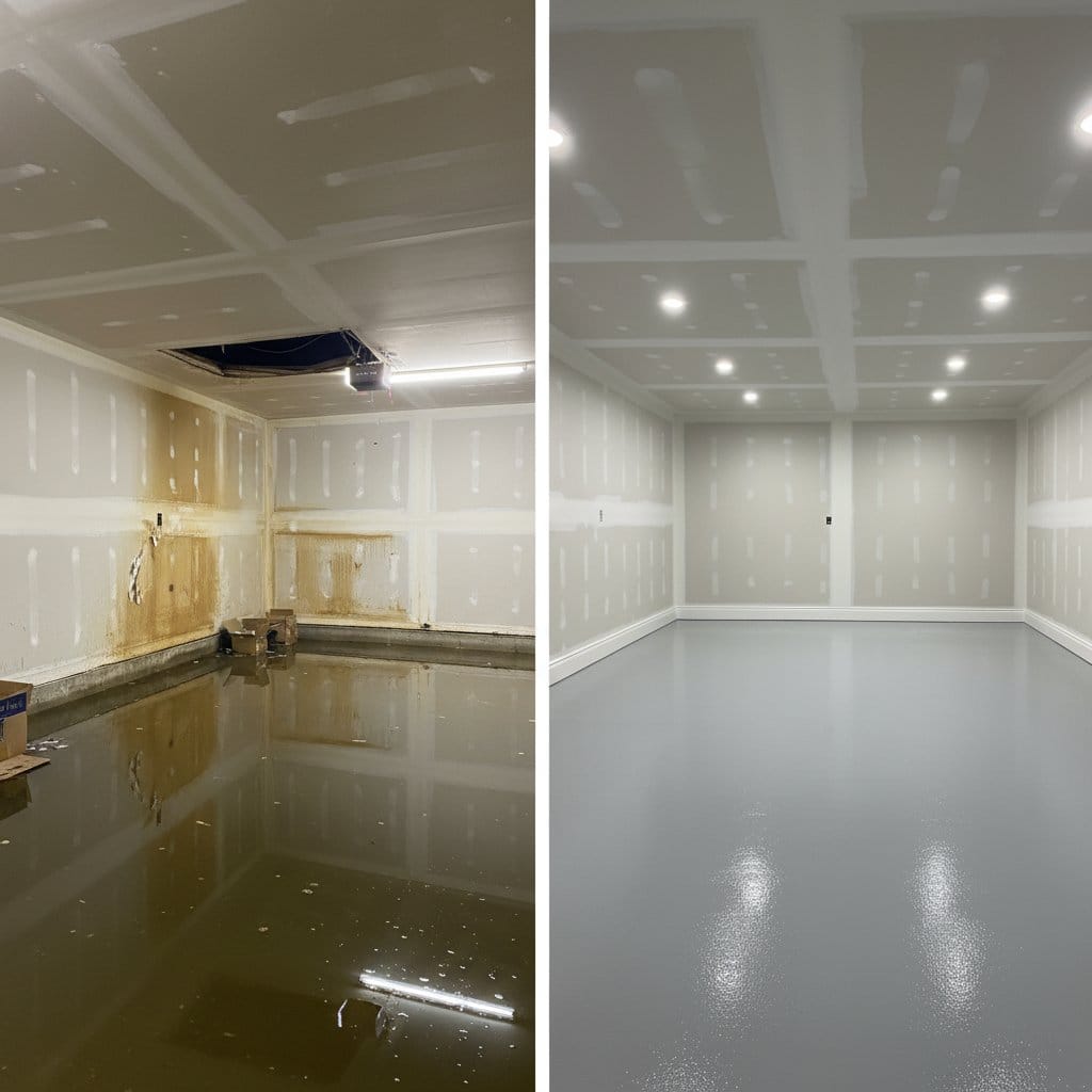 Wyckoff Water Damage Restoration garage restoration before and after in Wyckoff